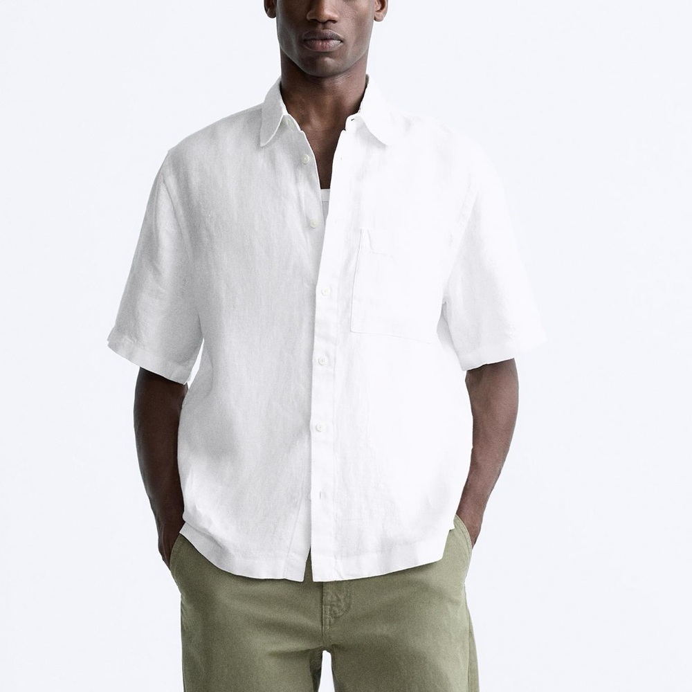Zara Linen Short Sleeve Shirt